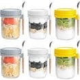 thumbnail image 1 of 6 Pack Overnight Oats Jar Overnight Oats Containers with Lids and Spoons,Reusable Mason Jars for Overnight Oats,Meal Prep Containers with Lids,Glass Container Food Storage,12 oz Canning Jars,FoodJars, 1 of 8
