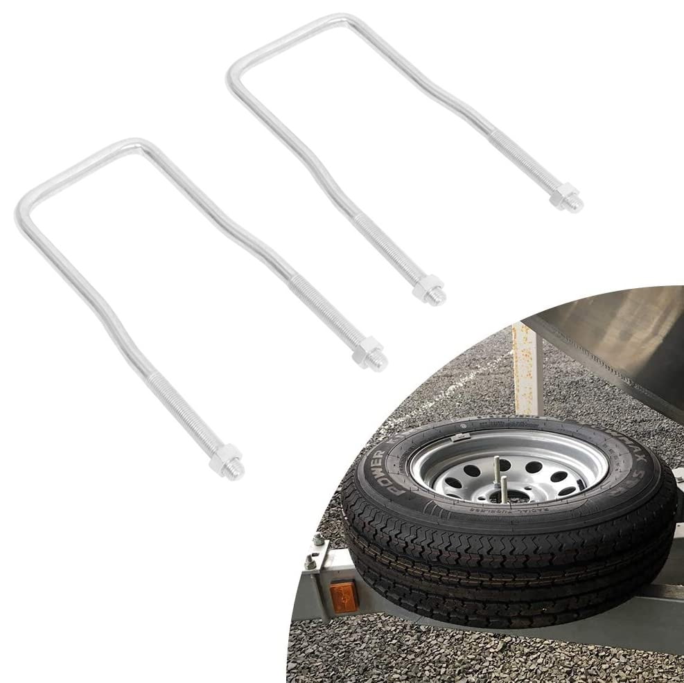 NIXFACE 2 Pcs Spare Tire Carrier Zinc Plated U-Bolt Holder Bracket Side Mount for 4 or 5 Lug