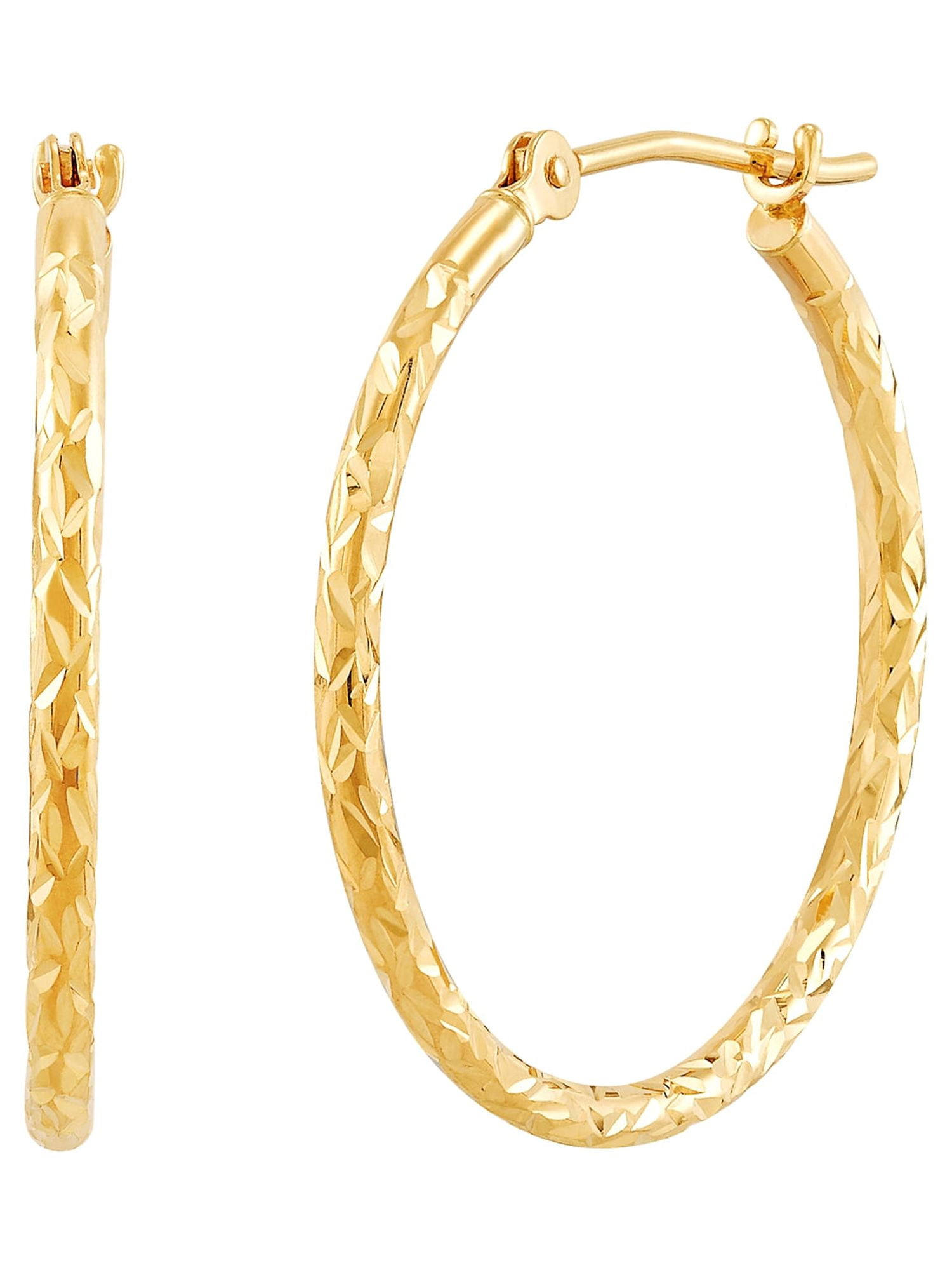 Brilliance Fine Jewelry 10K Yellow Gold Round Diamond-Cut Hoop Earrings