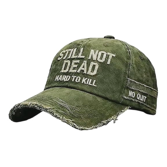 IAJDKMEK Unisex Sun Hat Dad Hat - Embroidered Commemorative Design, Distressed Finish, Adjustable, Breathable, Lightweight, Perfect for Beach, Travel and Daily Fun,Army Green
