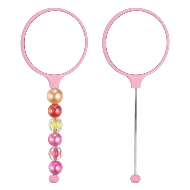 Uxcell 2 Pack Beadable Mirrors with Handle, 5.7 Inch Long Bead Mirror Bars Removable, Portable Round Hand Mirrors for DIY Jewelry Making and Beaded Crafts (Pink)