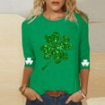 thumbnail image 4 of vdgthytj T-Shirts pour Femmes de la Saint-Patrick à Manches 3/4, Grande Taille, Col Ras du Cou, Trèfle, T-Shirt Graphique pour les Fêtes, 4 of 5