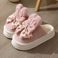 thumbnail image 3 of Zapatillas de algodón con lazo de otoño e invierno para mujer, zapatos de algodón informales bonitos y cálidos para interiores, Zapatillas de felpa para niñas, 3 of 5