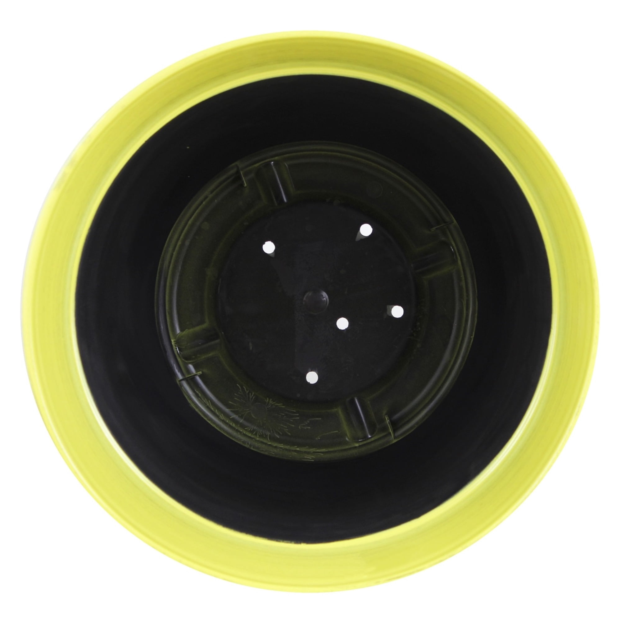 Garden Elements Indoor/Outdoor Glazed Brushed Happy Plastic Planter, Large, Bright Yellow, 15"