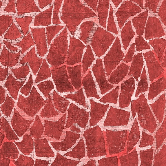 Ahgly Company Indoor Square Abstract Red Modern Area Rugs, 8' Square
