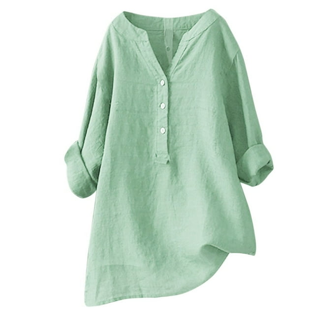 2025 T-Shirts à Col en V Unis et Amples pour Femmes, Grande Taille, Texture Longue, Chemises Western pour Femmes, Robe