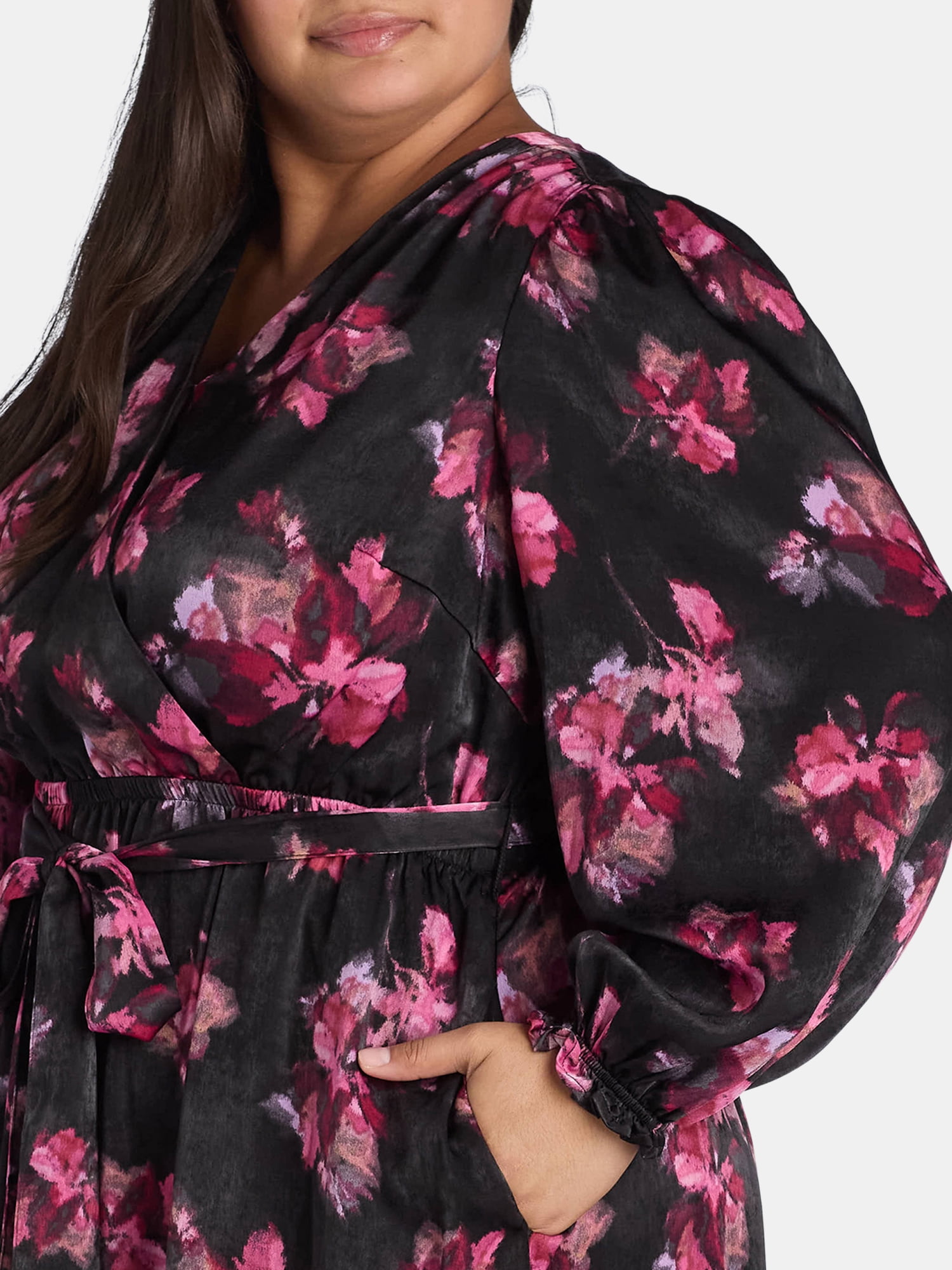 Terra & Sky Women's Plus Size Surplice Maxi Dress, 0X-5X