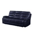 thumbnail image 1 of ACME Aashi Leather-Gel Horizontal Tufted Motion Reclining Sofa in Navy, 1 of 5