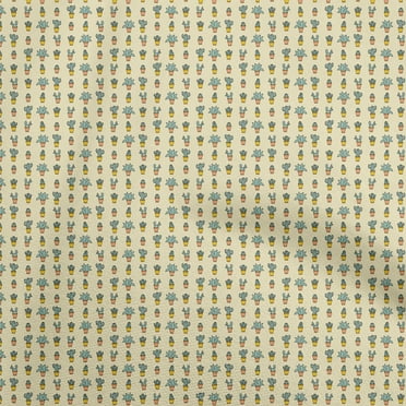 oneOone Polyester Spandex Light Yellow Fabric Cactus Sewing Material Print Fabric By The Yard 56 Inch Wide