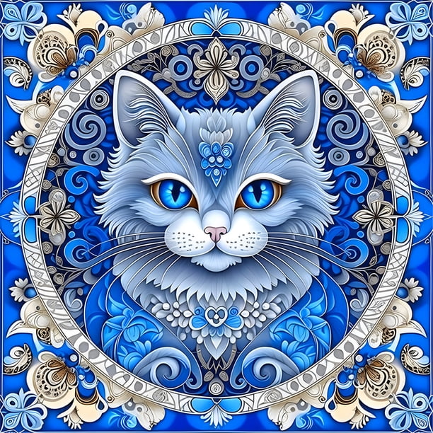 (ZSH971) Resina Con Patrón Gato Y Animal Mandala 30x30CM