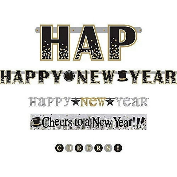 Amscan 4 in 1 Happy New Year Decoration Party Banners 4 Piece