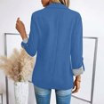 thumbnail image 4 of Women's Fashion Casual Slim Fit Blazer - Three-Quarter Rolled Sleeve, Button Front, Blue, XXXL, 4 of 4