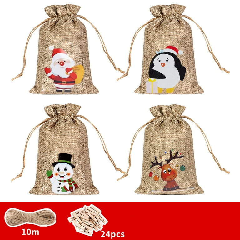 Christmas Linen Gift Bag Christmas Party Decoration Small Cloth