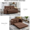 thumbnail image 5 of 59.4" Loveseat Sofa with Pull-Out Bed Modern Upholstered Couch with Side Pocket for Living Room Office Sofabed, Brown, 5 of 9