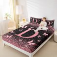 thumbnail image 4 of Homewish Monogrammed D Female Full Size Sheets, Cartoon Pink Kawaii Butterfly Bed Sheets, Glitter Stars Diamond Sheet Sets, Microfiber Bedroom Decor, 4-Piece, 4 of 7