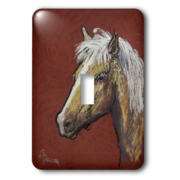3dRose, Palomino Pony with flowing white mane against a field of red, single toggle switch