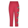 thumbnail image 4 of Juslio Girls Pants Kids Girls Fashion Print Summer Leisure Yoga Leggings Sports Cropped（Pink Capris， 12 Years）, 4 of 4