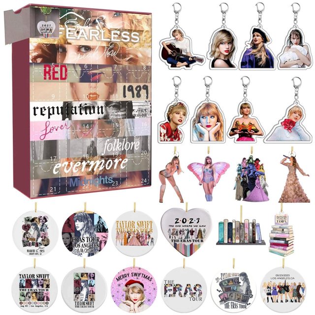 Caja sorpresa Cuenta regresiva de Adviento de Navidad Decoración 24 piezas Regalo Decoración acrílica navideña y llavero Sorpresa Favoritos navideños Cuenta regresiva