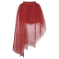 thumbnail image 4 of VUPSGEZ Women's Solid Color Swallowtail Irregular Mesh Short Front And Long Back Tutu Skirt (Wine Red,One Size), 4 of 5
