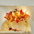 thumbnail image 6 of geerera Halloween Wreath with lights, Maple Leaf and Pumpkin Wall Hanging, for Front Door Decor, Harvest Festival Display, Seasonal Arrangement, 6 of 6
