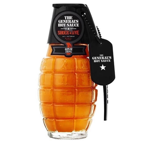 The General’s Hot Sauce Shock and Awe - Habanero Peppers - 4/5 Heat Rating, 6 oz (Select for More Options)