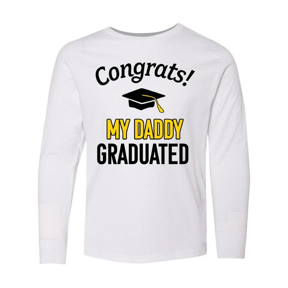Inktastic Congrats My Daddy Graduated with cap Long Sleeve Youth T-Shirt