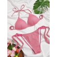 thumbnail image 2 of Traje de baño de 2 piezas con purpurina triangular para mujer, conjunto de bikini de corte alto Rosa claro G Rosa claro G Xishao ropa, 2 of 2
