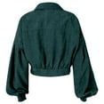 thumbnail image 6 of ZAZYULZ Women Knit Cropped Long Sleeve Corduroy Pockets Thermal Jacket Coat(Green,S), 6 of 9