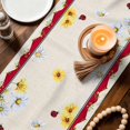 thumbnail image 4 of Red Dwarf Sunflower on Retro Table Runner 70 Inches Long,Kitchen Dining Tablerunners Farmhouse Floral Leaves Linen Table Runners Dresser Scarves for Home Dinner Wedding Holiday Party Decor, 4 of 9