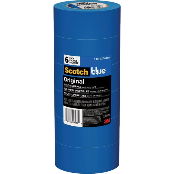 ScotchBlue Original Painter's Tape 2090-48SC6, 1.88 in x 60 yd (48 mm x 54.8 m), 6 rolls/pack