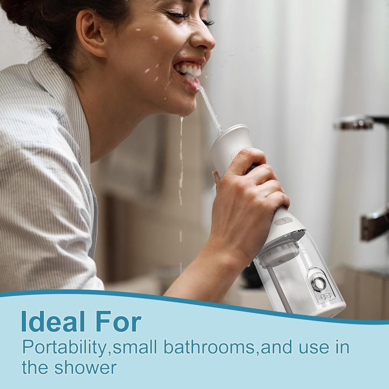 Water Flosser for Teeth Cordless: 260ML Portable Oral Irrigator with DIY Strength for Daily Oral and Braces Care, 4 Modes & 5 Jet Tips, 40-Day Battery, IPX7 Waterproof Dental Flosser for Home Travel