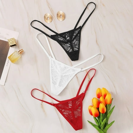 

Leesechin Womens Underwear 3PCS Thongs Sexy Lingerie Lace Open Thong Panties G-Pants Lingerie Underwear XL Deals of Today