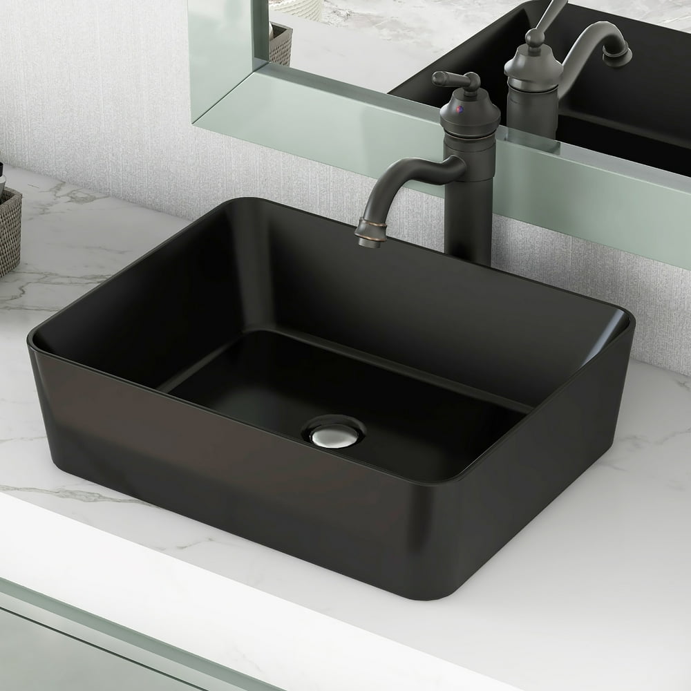 DeerValley DV2V031 Matte Black Ceramic 19 Inch Rectangular Vessel