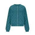 thumbnail image 4 of ClodeEU Womens Quilted Jackets，Long Sleeve Zip Up Bomber Jacket，Warm Winter Coat with Pockets Outerwear Green,Womens Plus XXL, 4 of 8