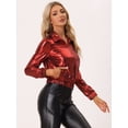thumbnail image 3 of Chaquede chándal pamujer Chaquemetálide manlarbrillante holográficon cremalleen parte delanteRojo Oscuro XS, 3 of 6