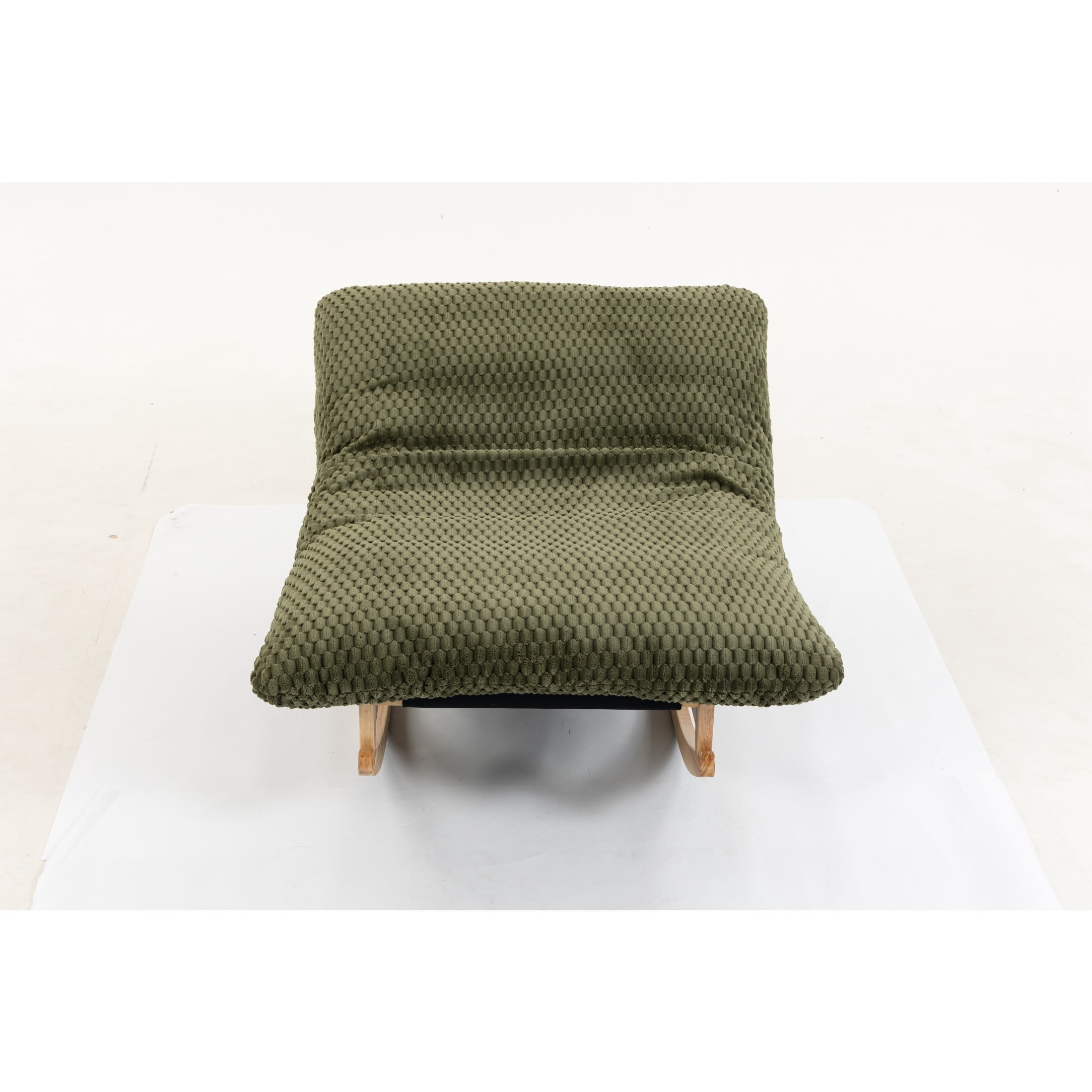 GDF Studio Alaric Corduroy Bean Bag Rocking Chair with Solid Wood Frame, Lazy Sofa for Living Room, Bedroom, Green