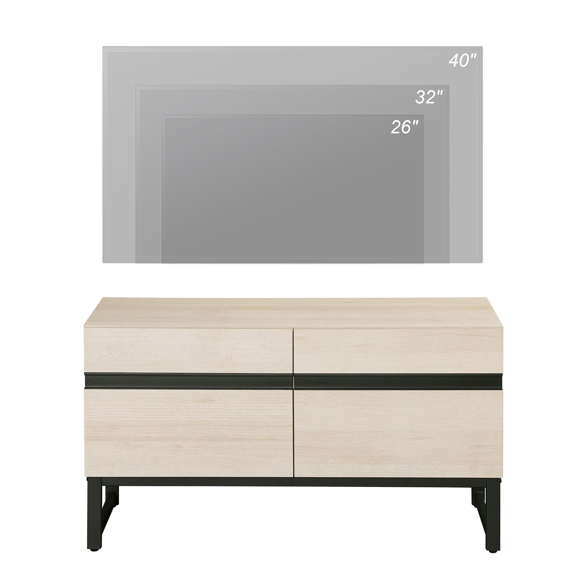 Modern TV Stand for TVs up to 50 inch, Entertainment Center TV Console with Storage Cabinets and Metal Base,Media Console for Living Room