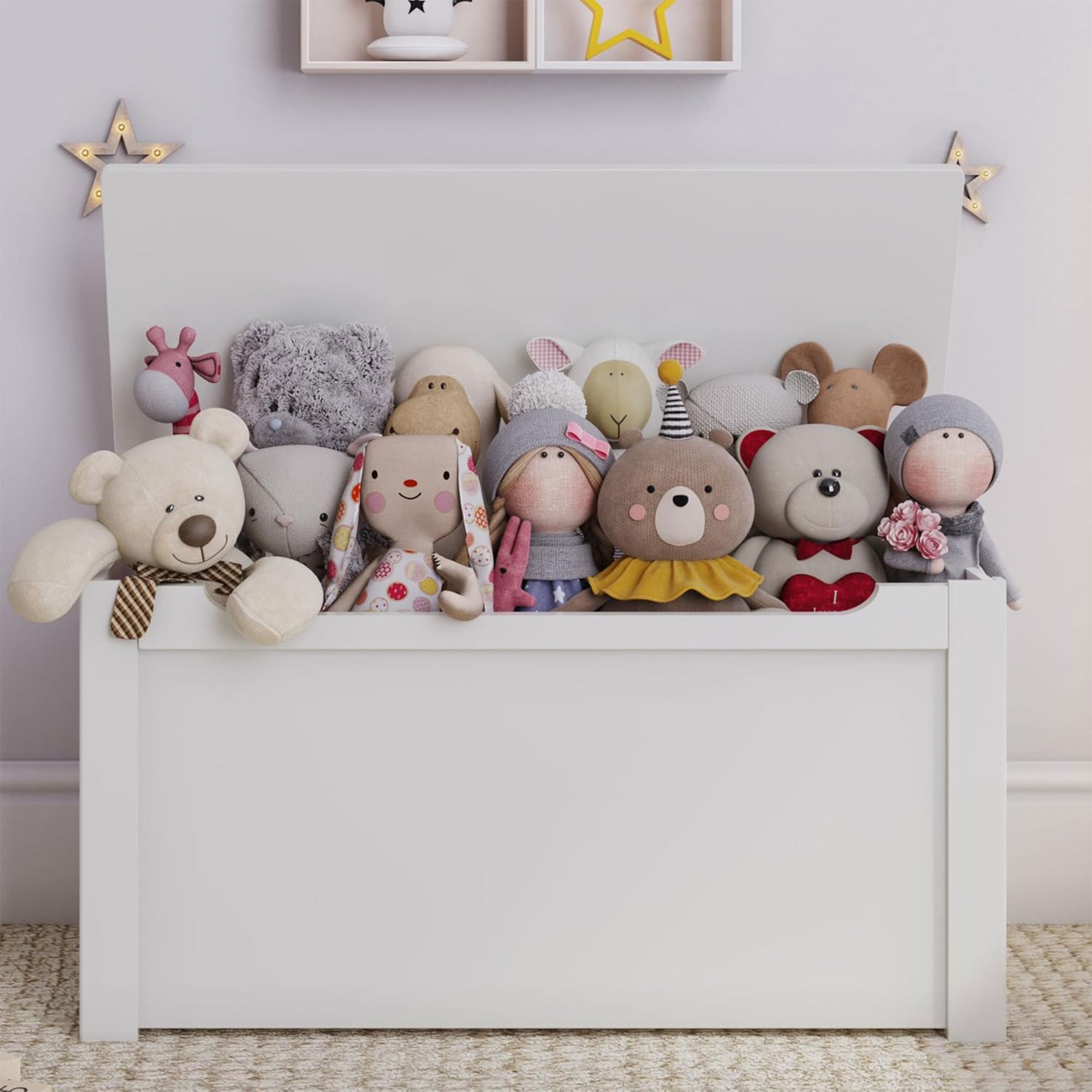Sturdis Wooden Toy Box Spacious Storage for Home Organization, White