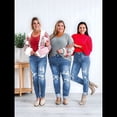 thumbnail image 4 of Pantalones Vaqueros Boyfriend de Tiro Medio Rotos para Mujer, Holgados, Desgastados y Elásticos Azul XXL, 4 of 8