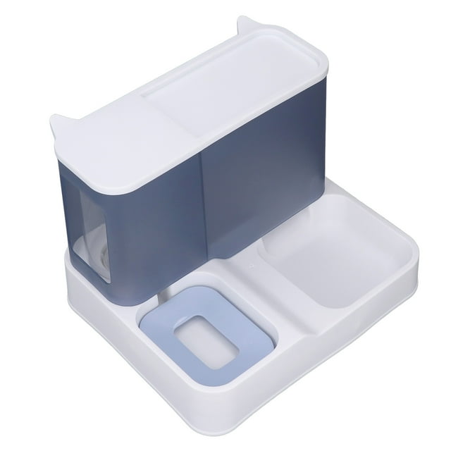 Distributeur d'Eau d'Alimentation pour Animaux de Compagnie, Fenêtre de Visualisation Transparente Couvercle Antipoussière Intégré Aliment Sec pour Chat pour la Maison Gris, Rose, Bleu