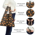thumbnail image 5 of 5 Pack Foldable Shopping Bag,Halloween Pumpkin Paw Pattern Reusable Grocery Bags with Pockets,Large Reusable Tote Bags with Handles Waterproof & Lightweight, 5 of 6