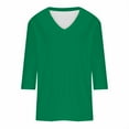 thumbnail image 3 of Women's V Neck T Shirts 3/4 Sleeve Blouse Dressy Casual Solid Basic Tees Summer Loose Fitting Tunic Pullover, 3 of 4