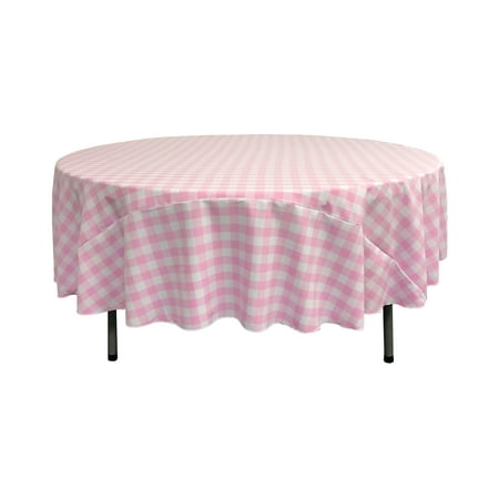 

LA Linen Polyester Gingham Checkered 72-Inch Round Tablecloth Pink and White