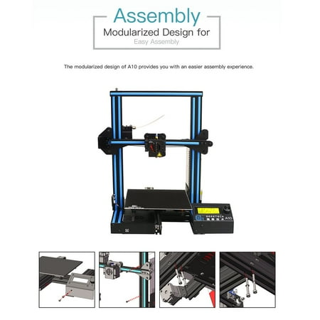 GEEETECH A10 3D Printer, Fast-Assembled Aluminum Profile DIY kit, with Open Source firmware, High Adhesion Building Platform, Stable Movements on V-Slot Rails, 220×220×260mm Printing Size.