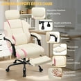 thumbnail image 6 of HOFFREE Executive Office Chair with Footrest White Computer Chair with Arms for Home Room and Study Leather Desk Chair with Adjustable Headrest for Teens, 6 of 8