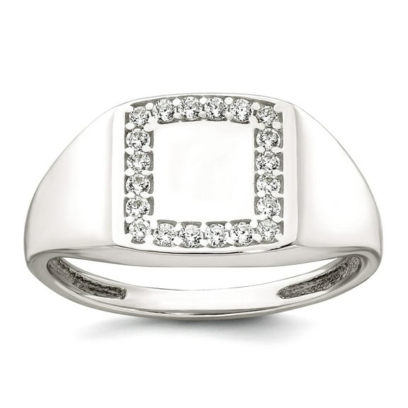 1.9 To 11.65 (tapered)mm 925 Sterling Silver Polished CZ Square Border Mens Signet Ring Size 9 Ring for Men
