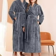 thumbnail image 4 of Antinious Women Plus Size Solid Casual Robes Long Sleeve Thick Velvet Hot Bathrobe with Pockets,Robes for Women,Women Pajamas Bathrobes,Gray,XXXL, 4 of 5