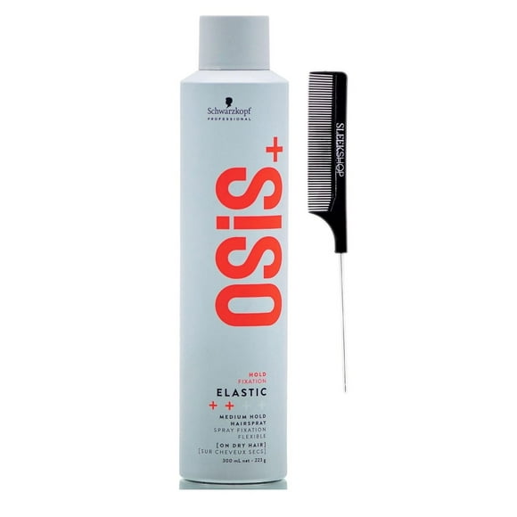 Schwarzkopf OSiS ELASTIC Medium Hold Hairspray, Aerosol Hair Spray, NEWEST 2024-2025 VERSION - 300 ML - Pack of 1 with Sleek Comb