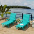 thumbnail image 2 of Afuera Living Outdoor Plastic Reclining Chaise Lounge (Set of 2) in Turquoise, 2 of 7