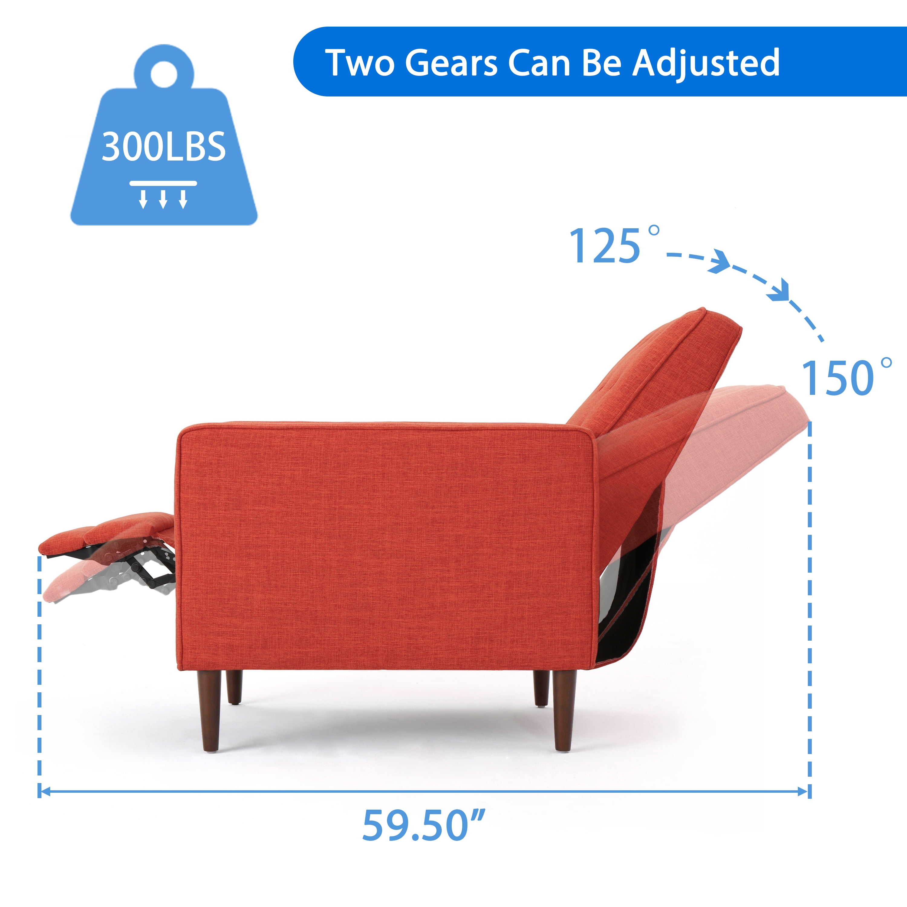 GDF Studio Birch Recliner, Muted Orange